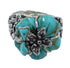 Southwest Dragonfly Flower Sterling Silver Turquoise Ring Size 7-1/4 RX82765